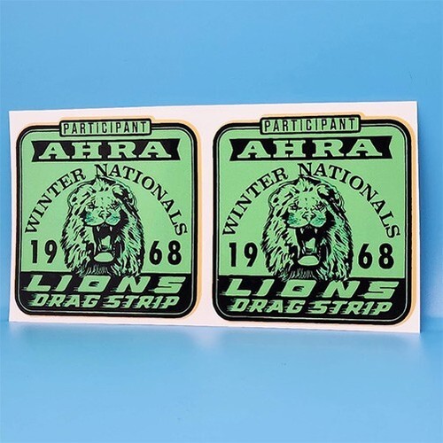 1968 lions drag strip decal - drag,